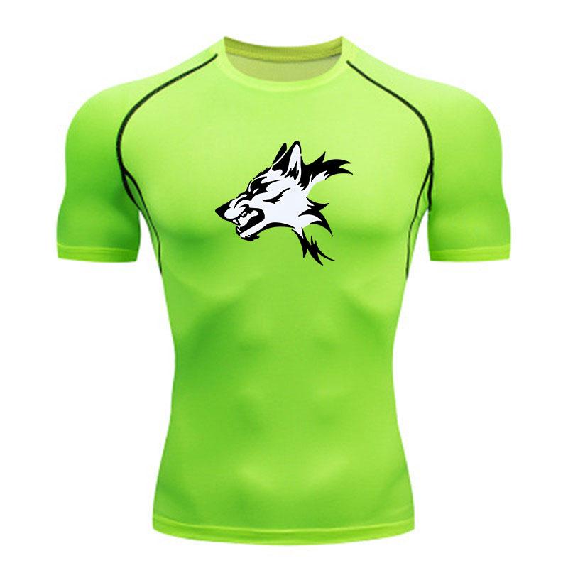 Men's Compression Athletic Workout T-Shirt, Black White Fier
