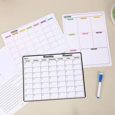 Magnetic Dry Erase Whiteboard for Fridge Reusable Monthly Calendar & Weekly Planner Blackboard Style Note Pad Kitchen Message Board