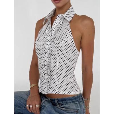 Summer New Fashion Polka Dot Elegant Backless Shirt For Women With A Unique Design And Casual Style