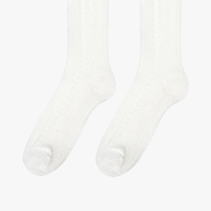 pink PINEAPPLE [2EA 1SET] LACE SEE-THROUGH KNEE SOCKS_WHITE