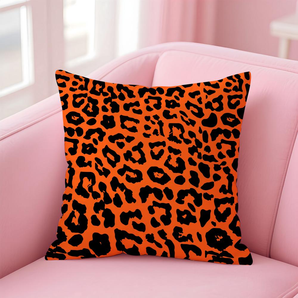 leopard print texture Cushion Cover Pillow Case Soft Friendly Fabric Concealed Zipper