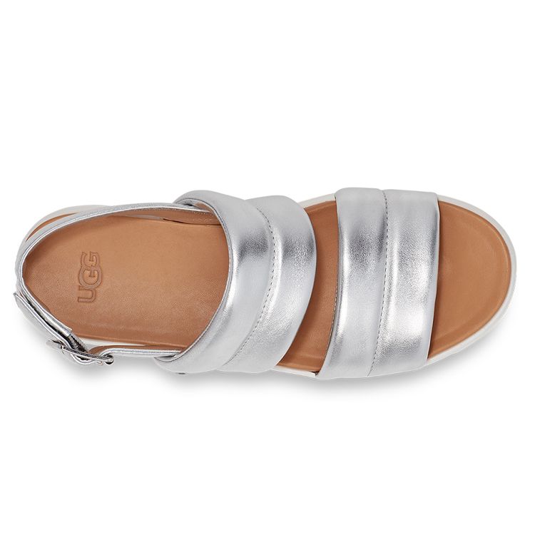 UGG Zayne Leather Comfortable Thick Sole Sandals Women Sandals Silver 1128636-SMLH