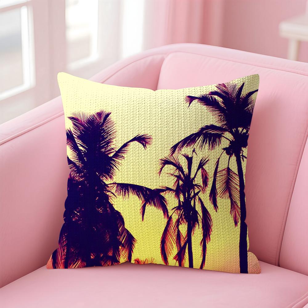 Tropical Scenery INS Cushion Cover Natural Linen Pillow Case DoubleSided Print Decorative Sofa Pillowcase Home Decor Gift