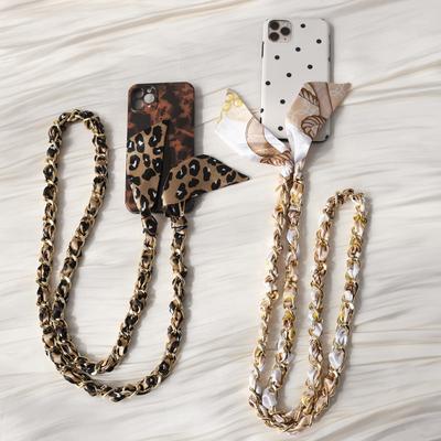 New Phone Chains Accessory Detachable Lanyard Silk Crossbody Strap Long Phone Case Chains Pendant Neck Cute Print Phone Chain