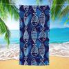 Navy Hand Drawn Fish Coral Beach Towel Nautical Marine Line Art Print Quick Dry Towel Lightweight Absorbent Towel for Beach