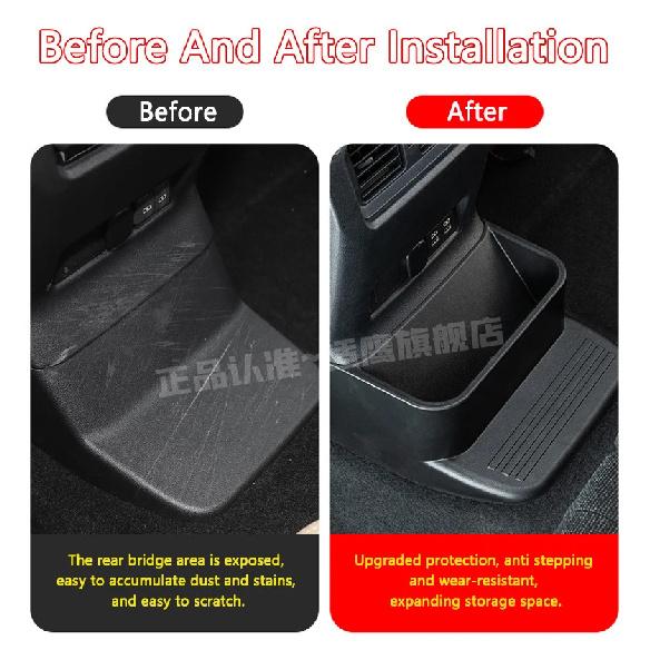 Car Rear Row Bridge Storage Box Organizer ABS Rear Seat Bridge Storage Box Fits For Toyota Prado LC250 2024 Interior Accessories