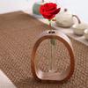 Vase Ornaments Solid Wood Flower Vase Test Tube Shape Glass Vase  for Home Desktop Decoration