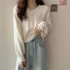 V-Neck Pullover Sweater Women's Solid Thread Woolen Long Sleeve Soft Spring Autumn Knitted Top