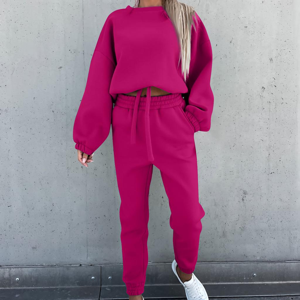 Women's Casual Sports Suit  And Winter Fashion Loose Long-Sleeved Sweater Two-Piece