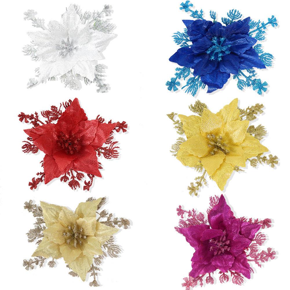 Vibrant 16cm Shimmering Artificial Flower For Stylish Christmas Tree Decorations