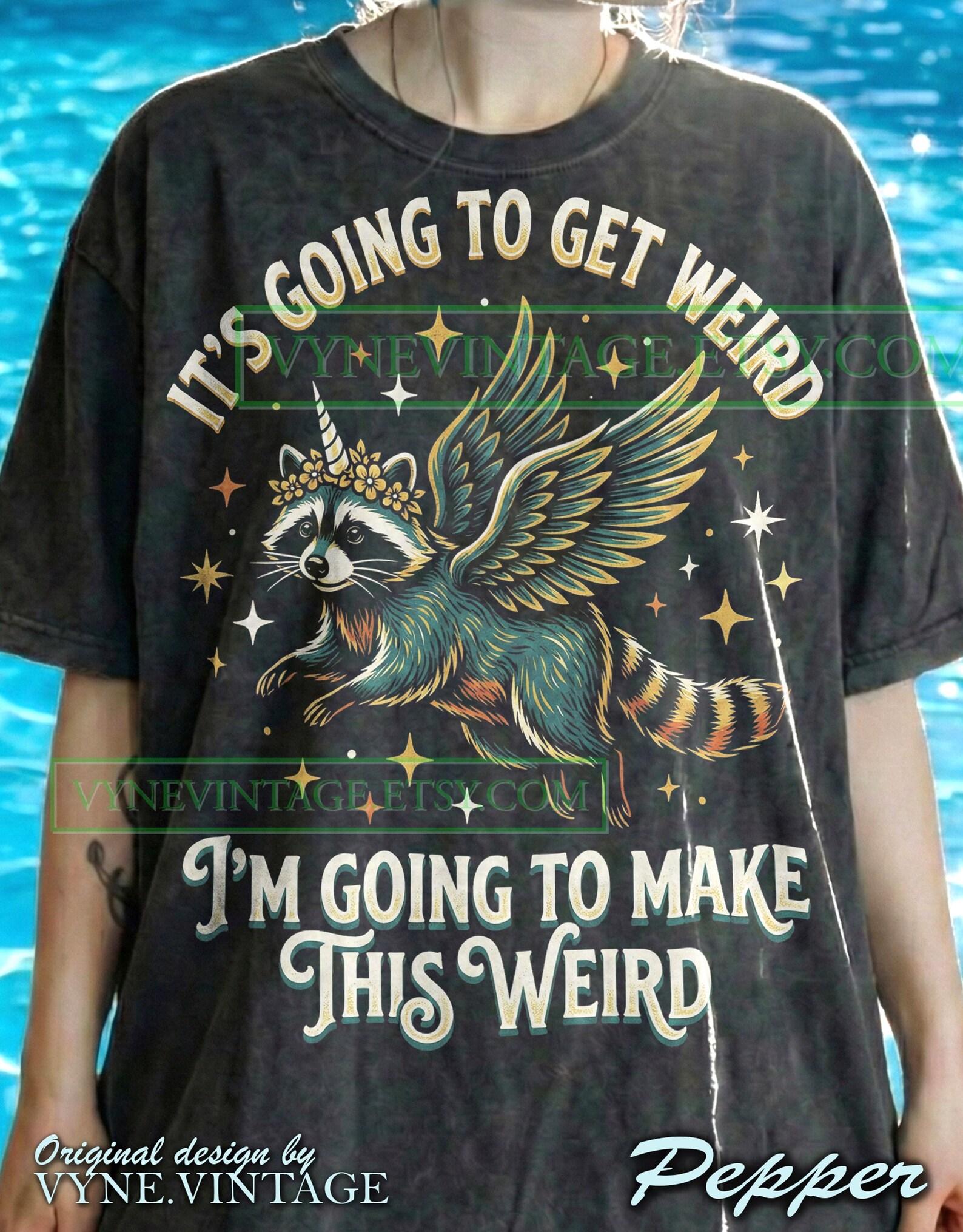 Get Weird Raccoon Unicorn Comfort Colors® Tshirt, Vintage 90S Tees, Trash Panda Sweater, Retro Funny Animal Tanktop, Magic Gift 4XL