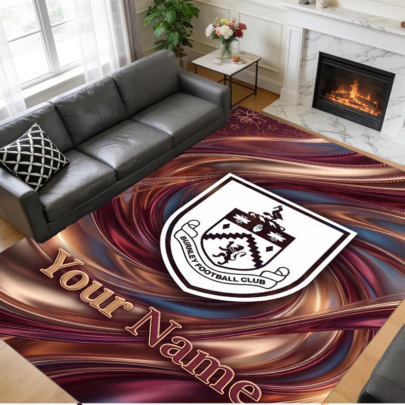 Crystal Velvet Rug Custom Name Text, Soft Non Slip Floor Mat Home DecorBurnley Football