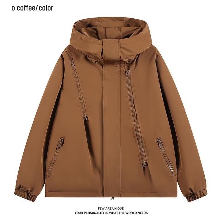 Унисекс Ретро Ветровка для Походов и Повседневной Носки, Весна/Осень M кофейный