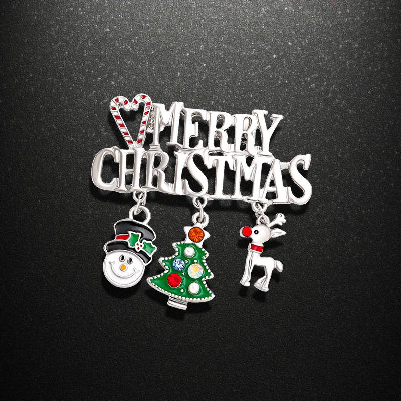 Brooch Christmas Brooch Deer Snowman Christmas Tree Corsage Alloy Diamond Versatile Clothing Accessories