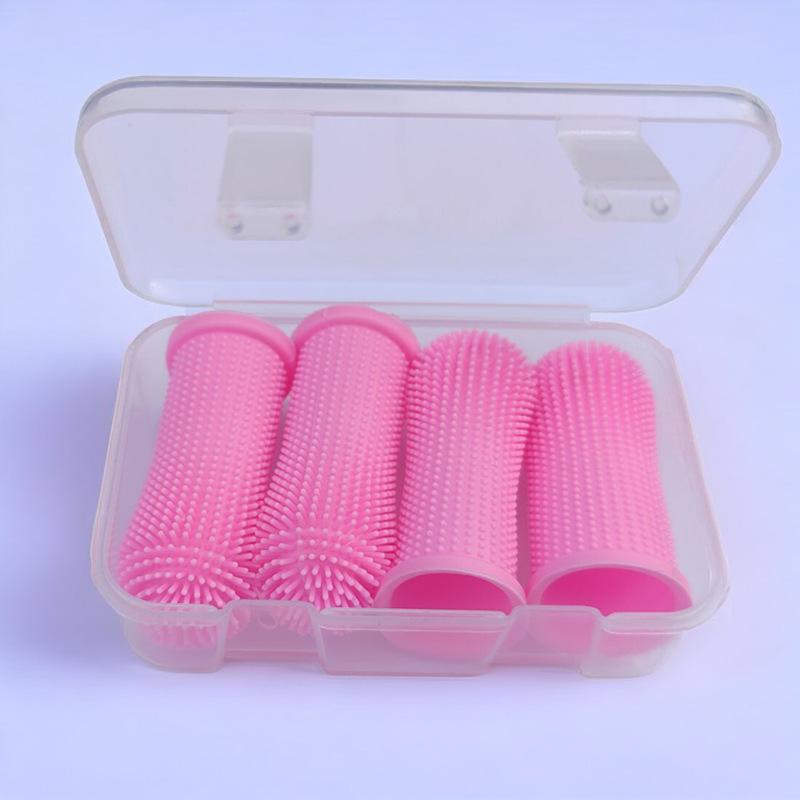 Kit Spazzolino Dita in Silicone per Animali Domestici - per Cani e Gatti - Cura Anti-Tartaro delle Gengive e dei Denti