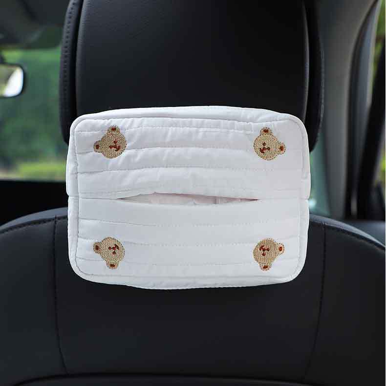 Cartoon cloth car tissue box Car seat back hanging paper box multi-functional car interior supplies