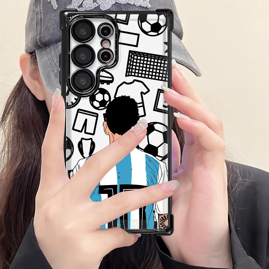 Case for Samsung Galaxy S25 S23 S24 S25Edge S21 Plus S22 Ultra S20 FE Phone Cover Soccer Football Number