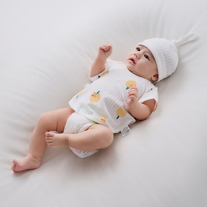 TONGTAI Newborn Jacquard Pure Cotton Short Sleeve Wrap Top 59cm