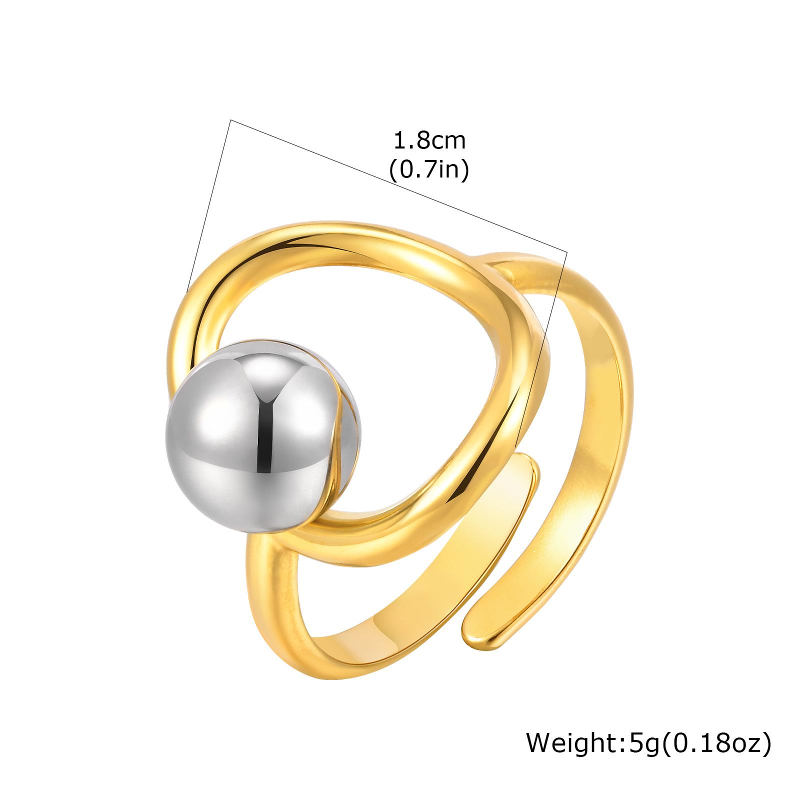 

Fashion Stainless Steel Metal Ball Geometric Open Ring, Gold Plated Irregular Line Rings, Waterproof Statement Jewelry for Women