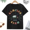Kids Crew Neck Short Sleeve T-Shirt with Colorful 2026 Camping Crew Letters & Camper Van Print