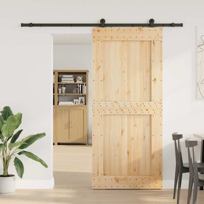 VidaXL Sliding Door and Hardware Kit 100x210 Cm Solid Pine 3332723