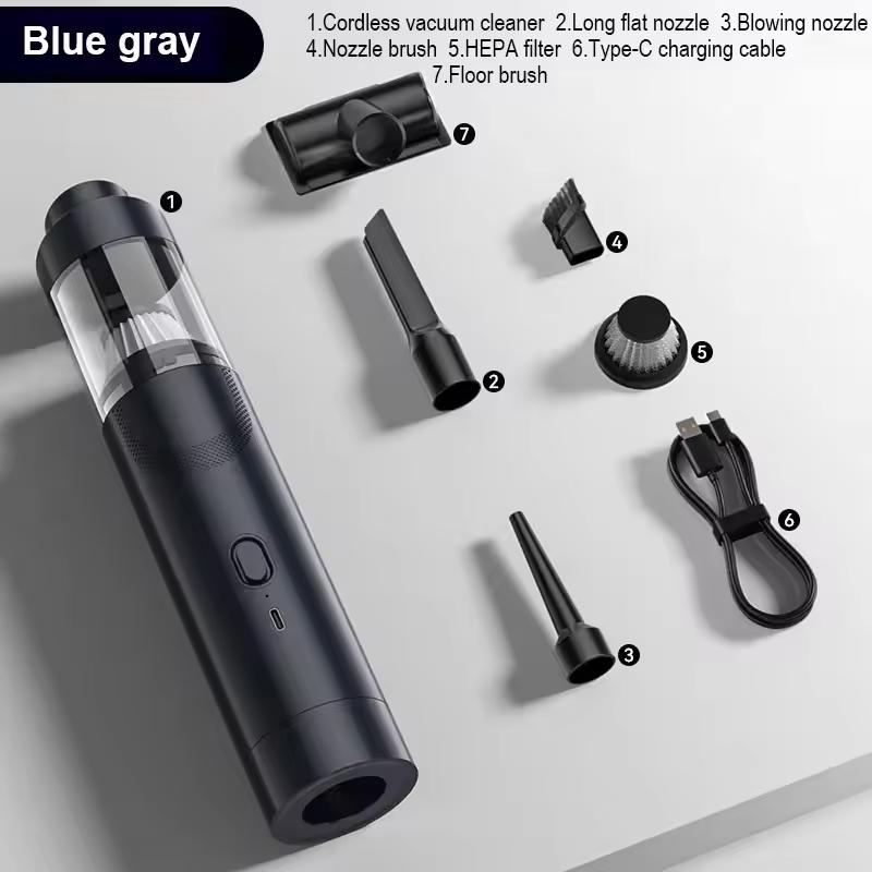 

Портативный автомобильный пылесос Ручной бесщеточный пылесос Беспроводной пылесборник Всасывание и выдувание Всасывание для домашних животных синий