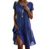 Summer Literary Ethnic Style Large Round Neck Mid-Length Dress