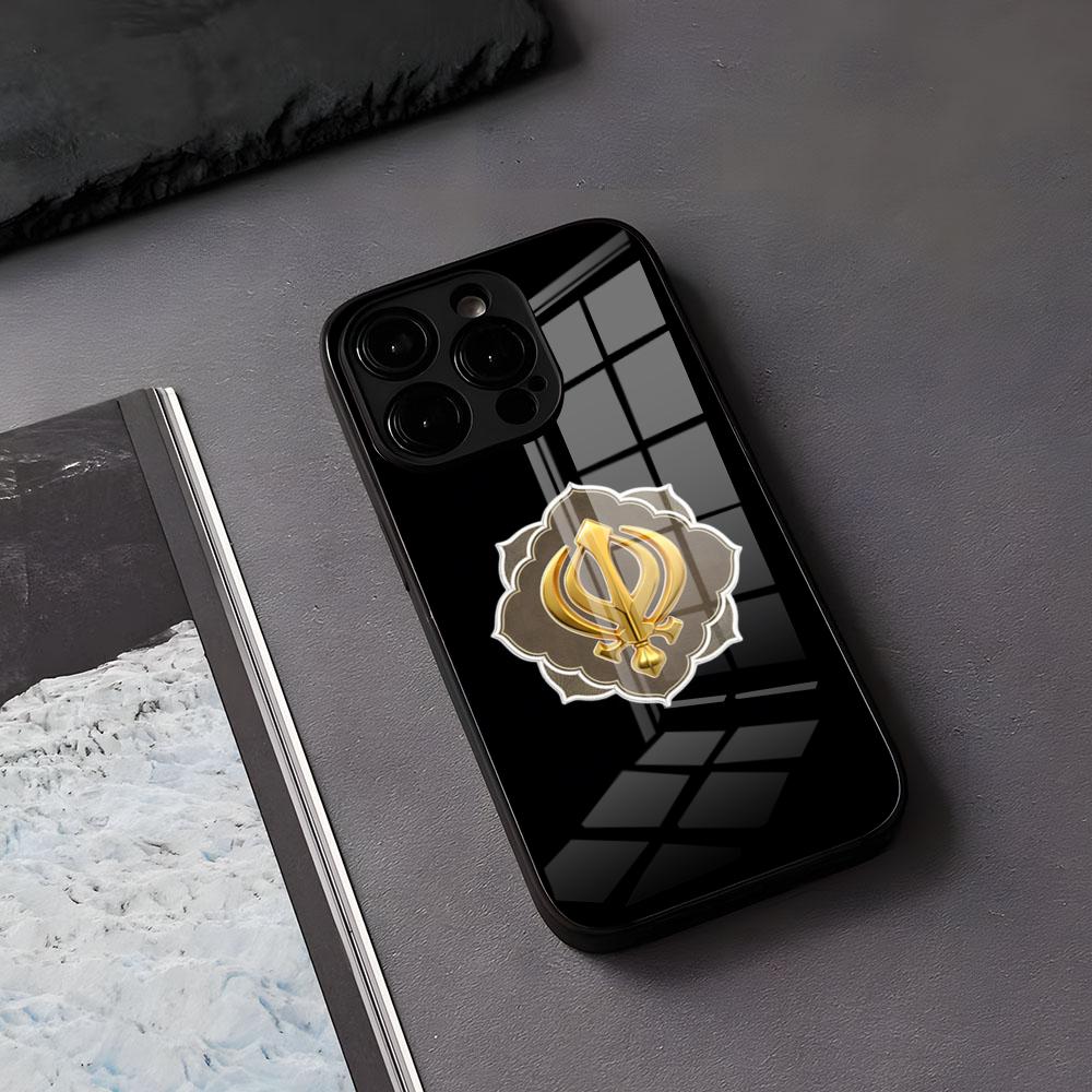 Sikh Khanda Sikhism SOVEREIGN Phone Case For IPhone 17 Air 16 E Pro Max 15 14 13 Mini 12 Pro 11 Max Plus Black Glass Cover