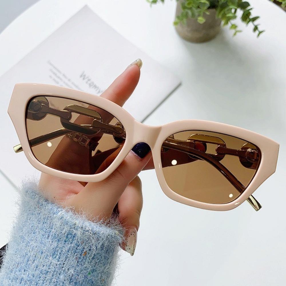 Retro Cat Eye Metal Chain Leg Sunglasses High-End Texture Sunglasses Unique European American Sunshade Glasses