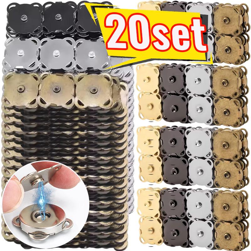 20set Bag Magnetic Snaps Buttons 14/18mm Plum Magnet Closure Buckle Purse Clothes Handbag Wallet DIY Accessories Jewelry Finding