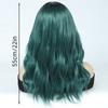 Womens Medium Part Long Wavy Wig Green Gradient Highlight Synthetic Full Fashionable Heat Resistant Any Face Shape