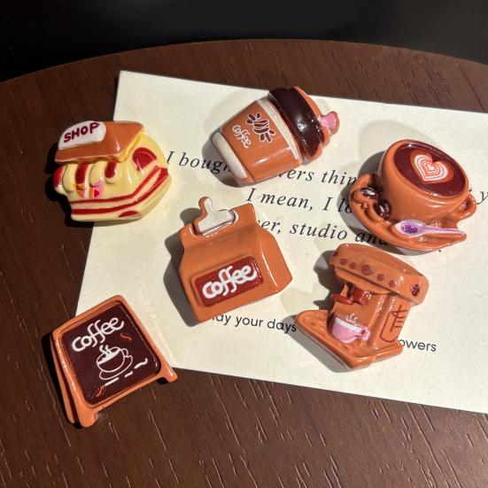 6Pcs Coffee Theme Refrigerator Magnet Resin Decorative Fridge Magnet Memo Notes Photo Holder for Home Kitchen