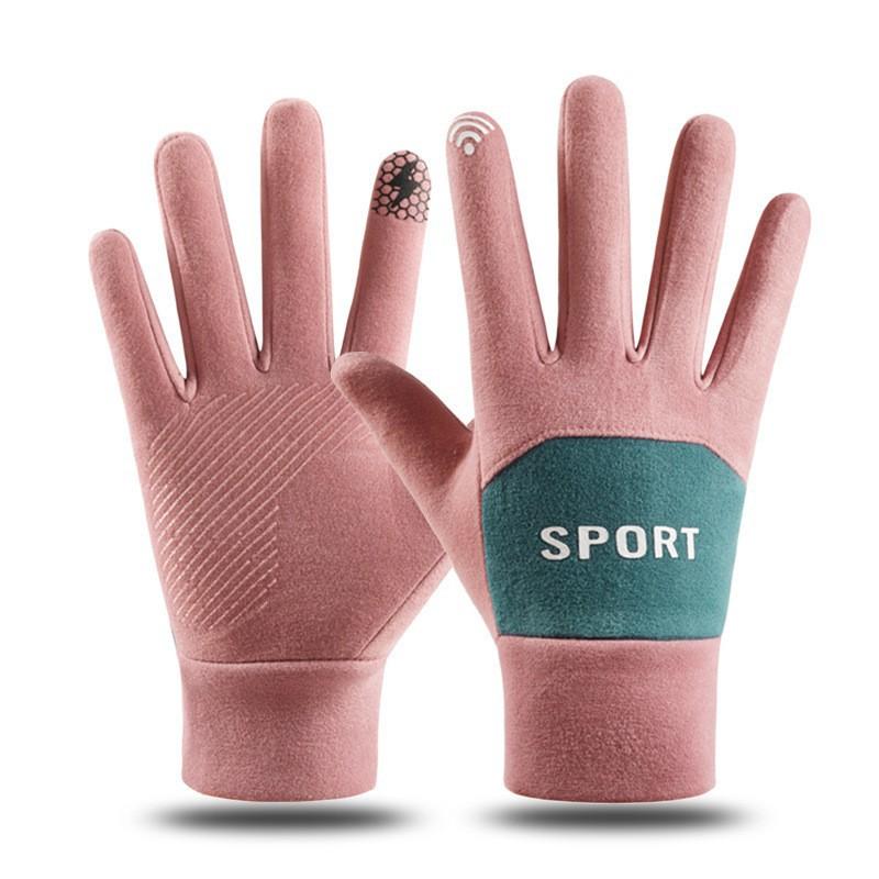 Womens Thermal Touchscreen Gloves Winter Warm Fleece Lined Cycling Windproof Anti-Cold Outdoor Riding Mittens One Size Pink Purple Gray White New Fleece Patchwork Pink