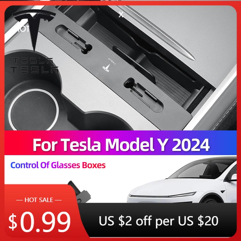 Sticker For Tesla Model Y 2024 Car Center Console Eyeglass Case Storage Box Tesla Car Storage Accessories Car Modification T