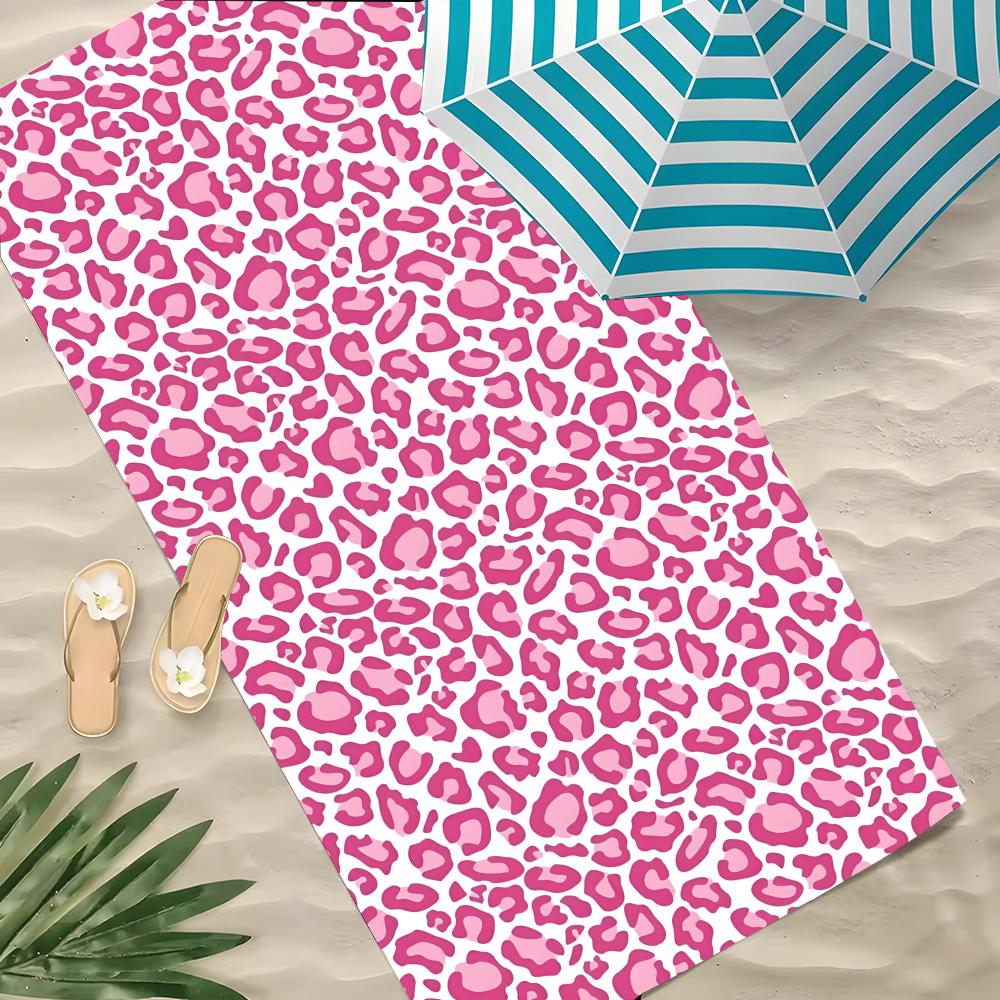 Pattern P-Pink Leopard Lip Print Towel Microfiber beach towel, quick-dry, sand-free, ultra-fine fiber, super soft.