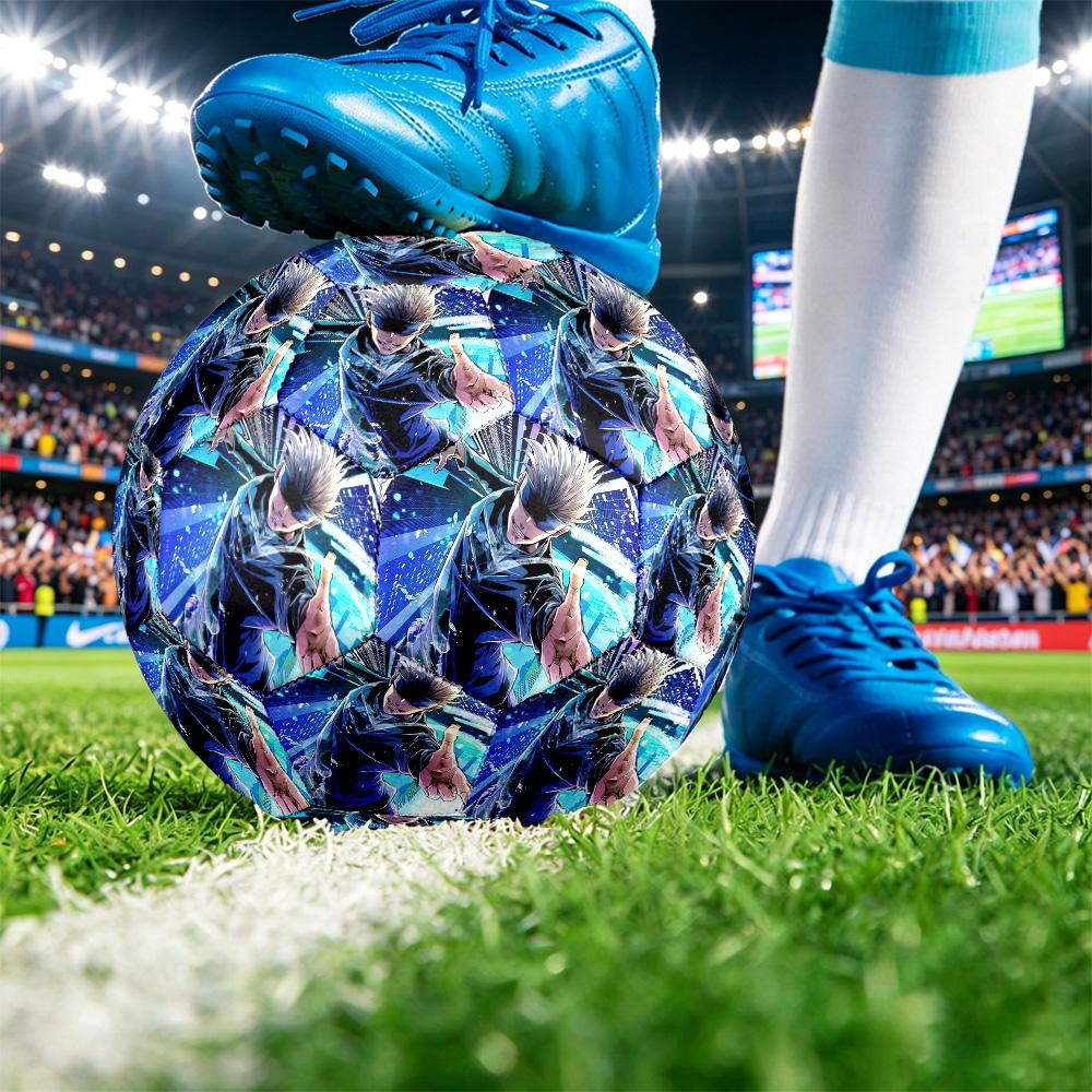 Gojo Satoru Printed Size 5 Standard Football, Waterproof PU Training Soccer Ball for Outdoor Sports