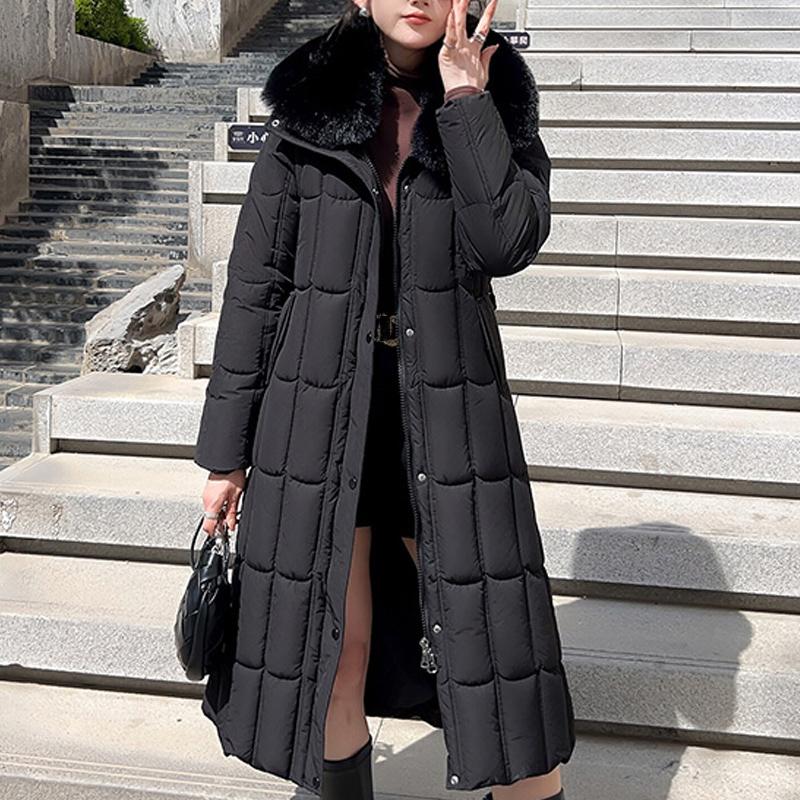 Detachable sleeves Plus Size L-7XL Fashion Woman Winter Coats With Belt Big Faux Fur Collar Long Parkas Hooded Loose Thick Female Jackets