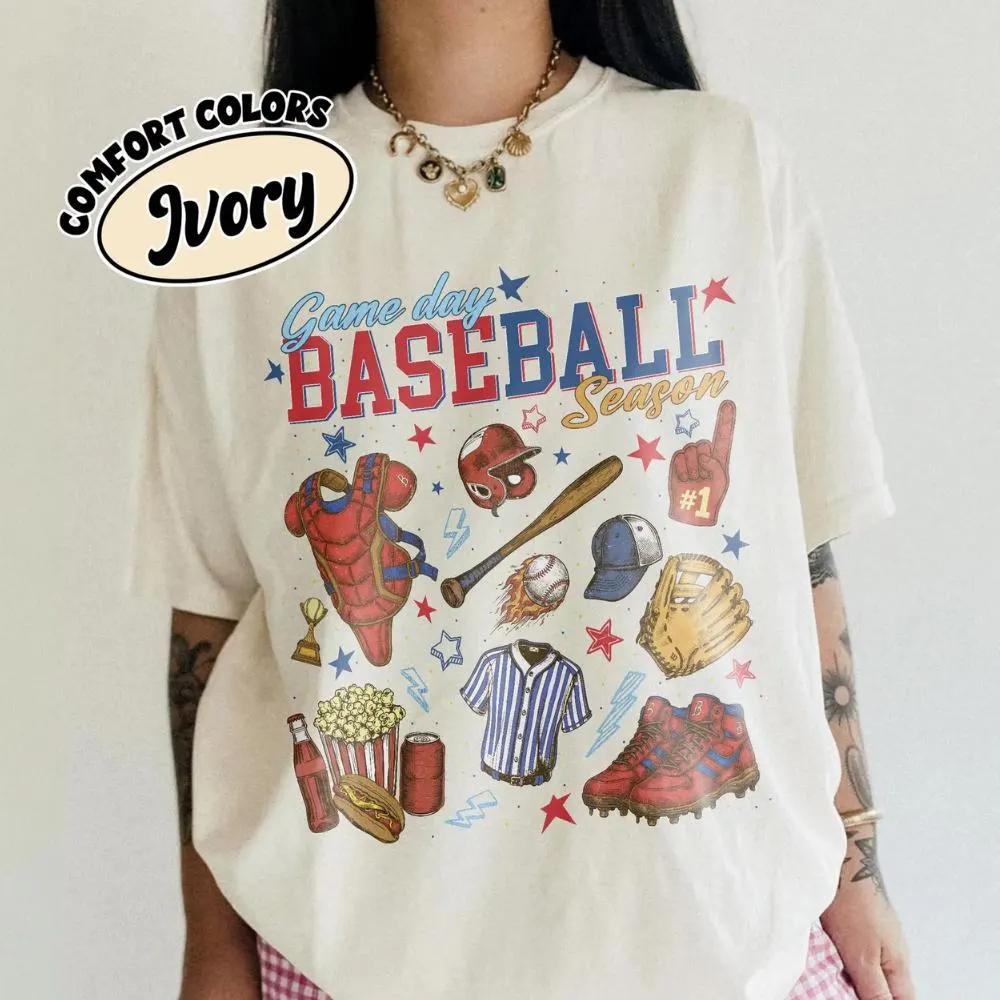 

Baseball Game Day Comfort Colors® Shirt Moms Club Tshirt Mama Life Shirts Softball Mom Gift S