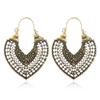 Vintage Ethnic Style Hollow Heart Earrings Fashionable Gypsy Micro Carved U-shaped Earrings Womens Jewelry Dangle Earring Gifts