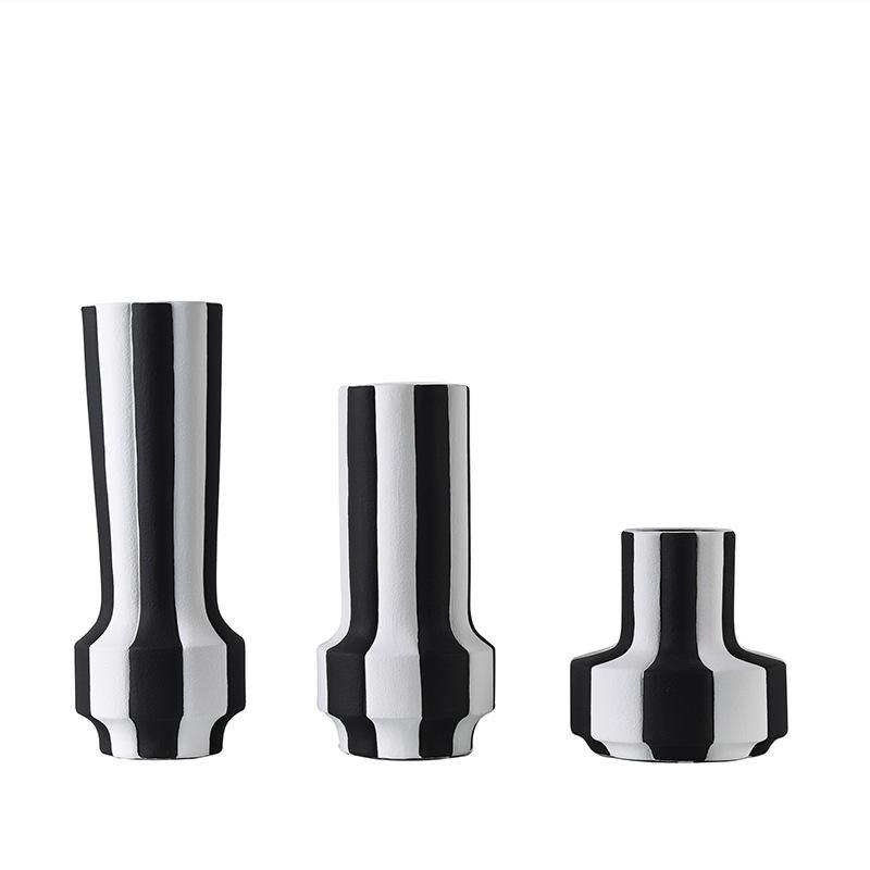 Modern Black-and-white Striped Ceramic Vases Flowers Flower Arrangements and Table Decorations for The Living Room Coffee Table