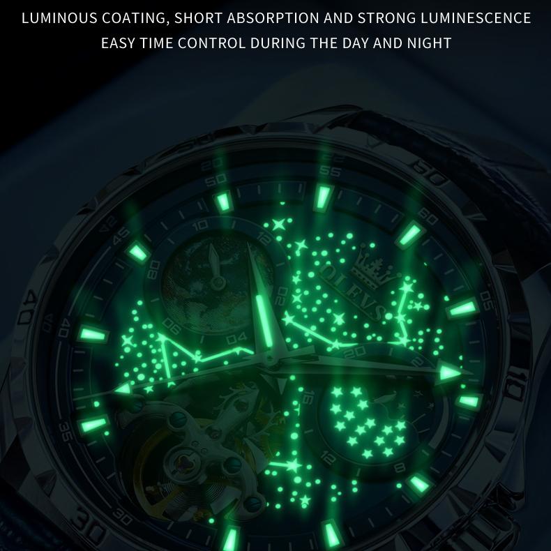 OLEVS Hodinky Módní Vodotěsné Luminous Mechanical Watch Pánské hodinky Pánské hodinky