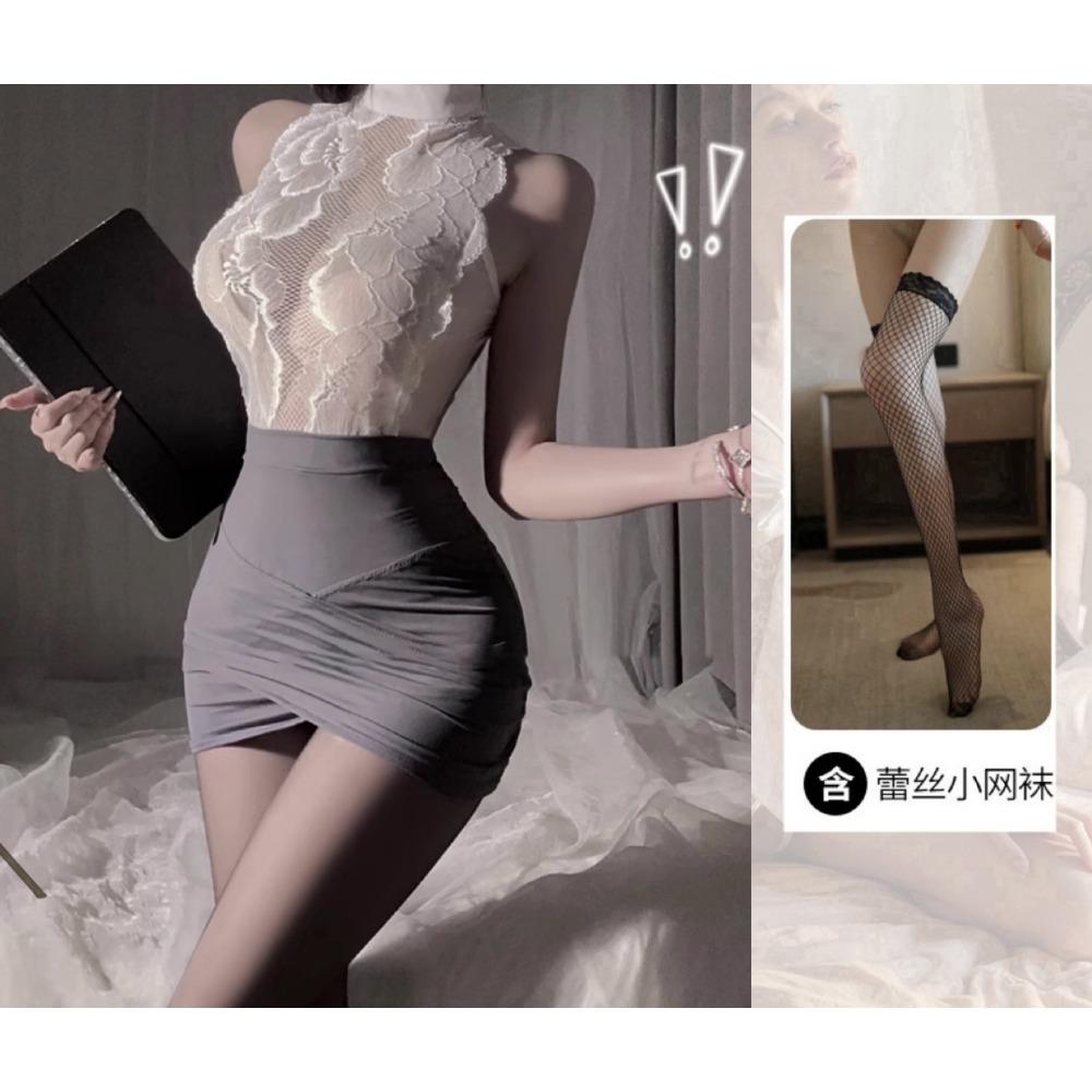 Domila's New Stewardess Secretary Hip Skirt Is Passionate and Seductive, Sexy Hollow Uniform, No Small Chest Open Uniform