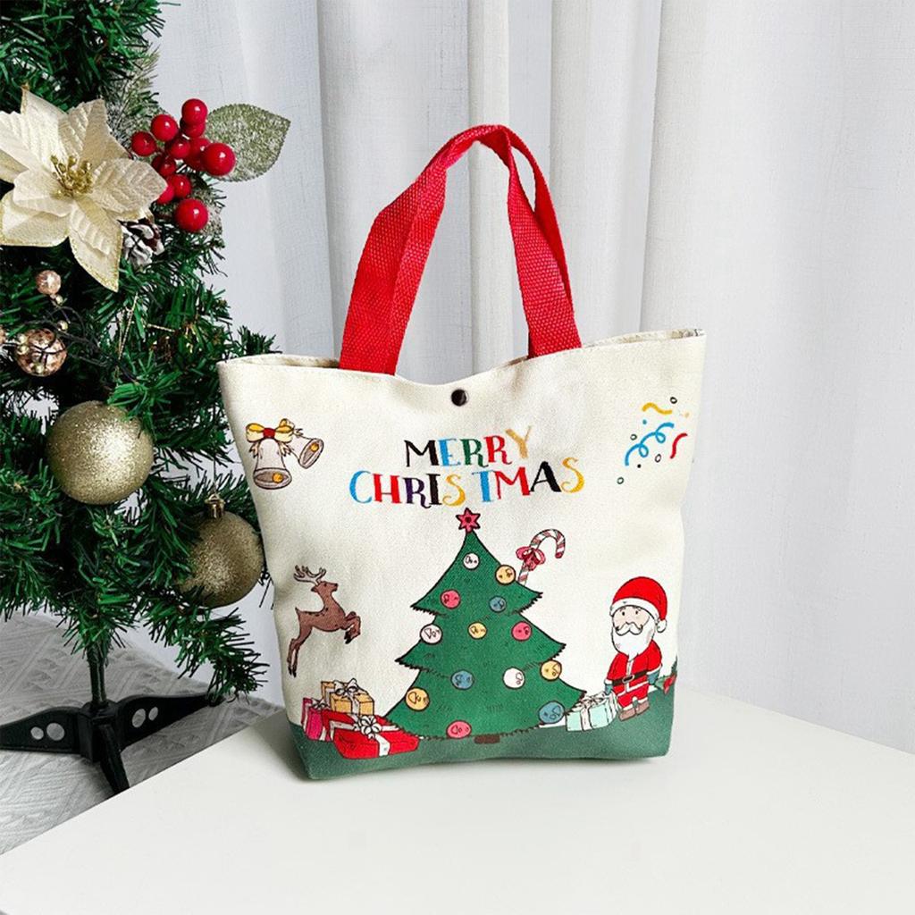 Christmas Canvas Gift Bag, Christmas Eve Tote Bag, Handbag