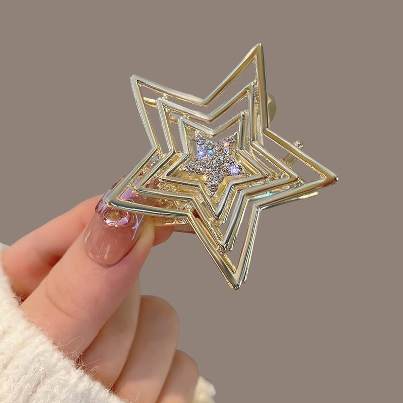 Νέα Εξαιρετικά Κλιπ Μαλλιών με Στρας και Πέρλες, Σχεδιαστικά Γεωμετρικά Κλιπ Μαλλιών σε Σχήμα Αστεριού, Μπαρέτες, Μεταλλικά Αξεσουάρ Μαλλιών Για Γυναίκες