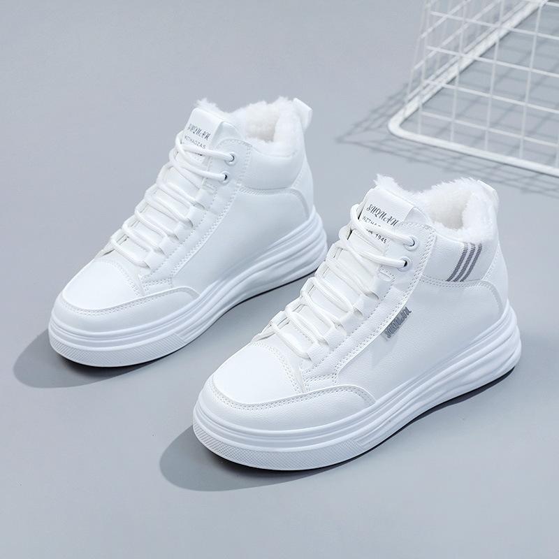 

[Customized] W1779 new velvet platform white shoes winter cotton shoes versatile Internet celebrity casual shoes female increase 34