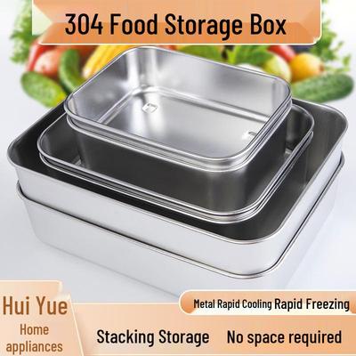 304 Stainless Steel Food Storage Box with Sealed Lid for Meals and Cooked or Raw Foods