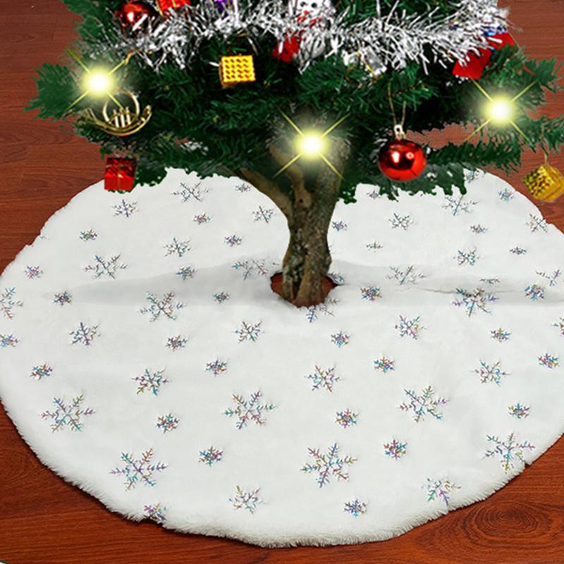 Weihnachtsbaumdecke Pailletten Schneeflocken Weiß Plüschmatten Navidad Plüschrock Weihnachtsbaumständer Matte Ornament Neujahr Weihnachtsdeko