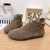 Belt buckle short boots women's Martin boots autumn and winter round head Birkenstock retro comfortable temperament new versatile side zipper