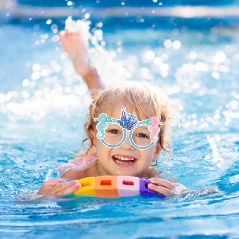 12Pcs Mermaid Party Paper Glasses Frame Cartoon Mermaid Glasses Children'S Birthday Party Gift Underwater Theme Party Supplies