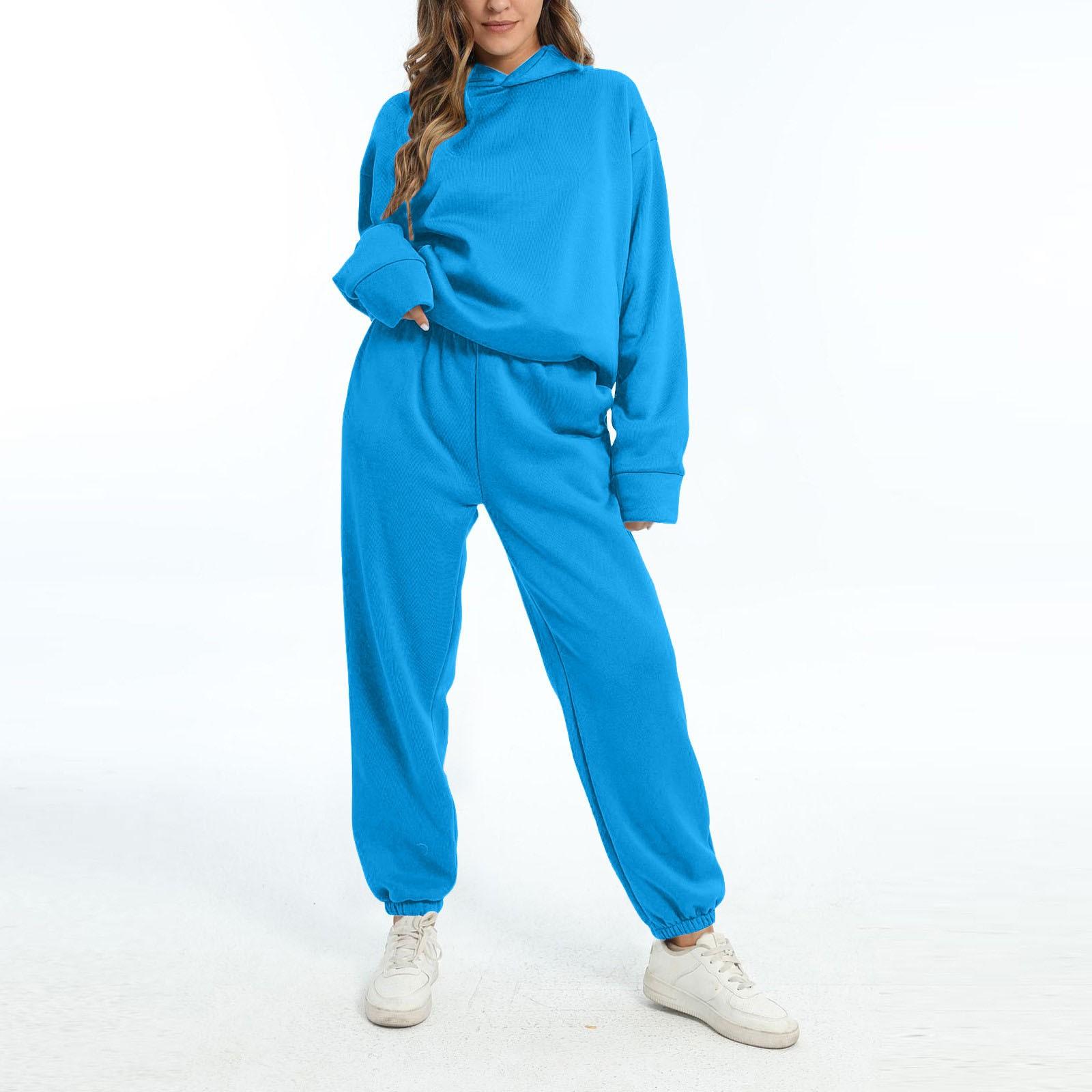 

Женские комплекты из двух предметов, толстовки с длинными рукавами, пуловер, толстовка, спортивные штаны, повседневный спортивный костюм для тренировок XXXL синий